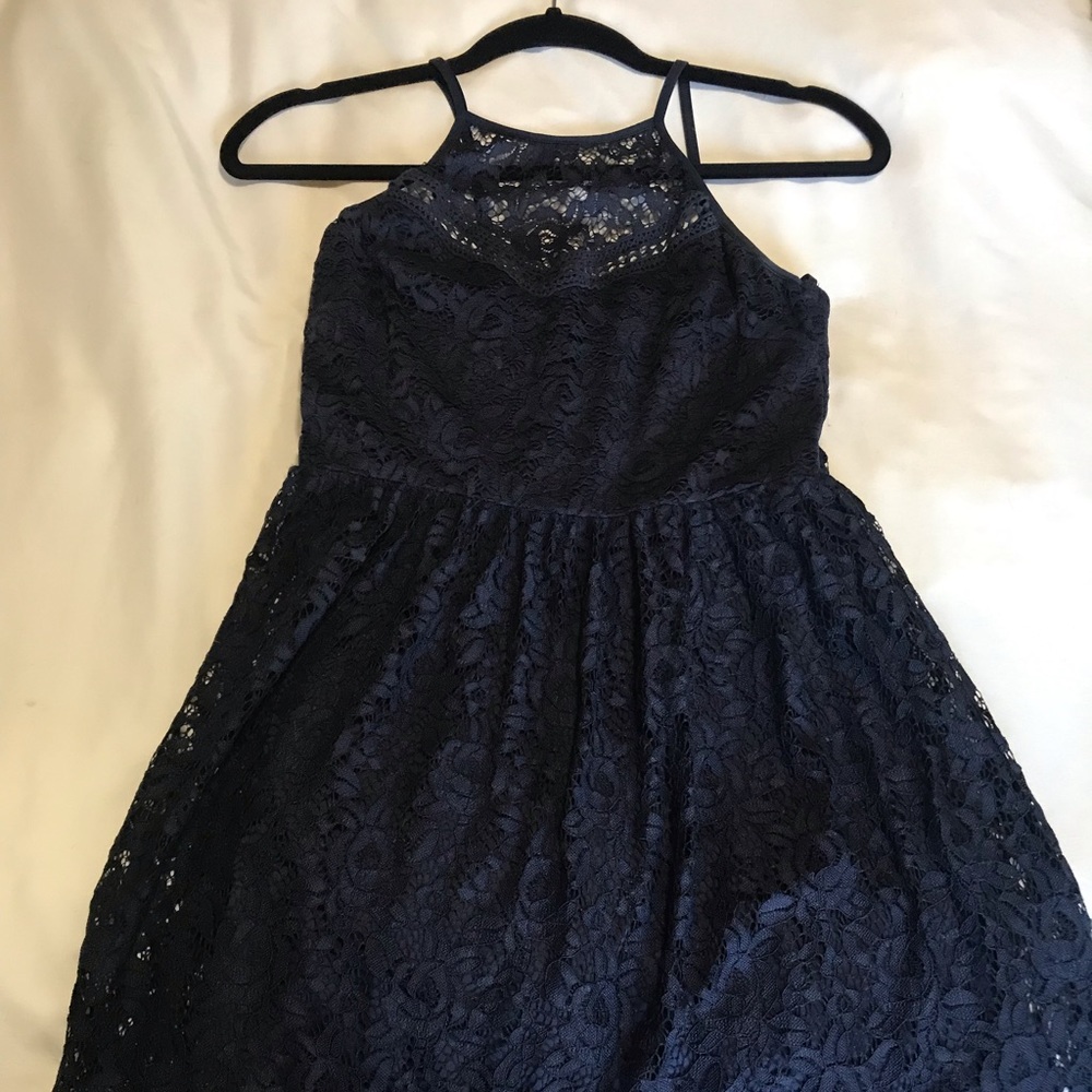 Navy lace mini dress